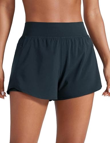 CRZ YOGA 2 in 1 Double Layer Running Shorts 3" | High Waisted, Quick Dry, Lightweight, Zip Pockets, for Women - Image 1