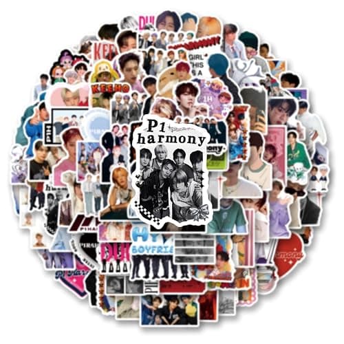 110pcs P1harmony Stickers Decals Pack，Kpop Cute Cartoon Stickers Vinyl Reusable Non-Repeating Waterproof Vinyl Decals，for Water Bottle Phone Laptop Guitar Scrapbook Skateboard Luggage thumbnail 5