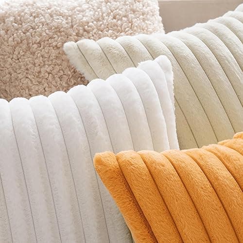 MIULEE Plüsch Kissenbezug 40x40 Weihnachten Deko Flauschige Kissenbezüge Kunstpelz Fell Sofakissen Flauschig Dekokissen Kissenhülle für Wohnzimmer Schlafzimmer Sofa Kuschelkissen Weiß 2er Set thumbnail 4