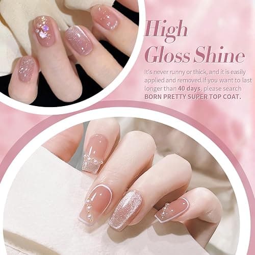 Born Pretty Cat Magnetic Eye Gel Nail Polish Jelly Pink Moonlight Crystal Glass Cat Magnetic Shimmer Glitter Holographic Nail Polish Salon Gel Manicure and Nail Art DIY at Home 7ML 6PCS thumbnail 3