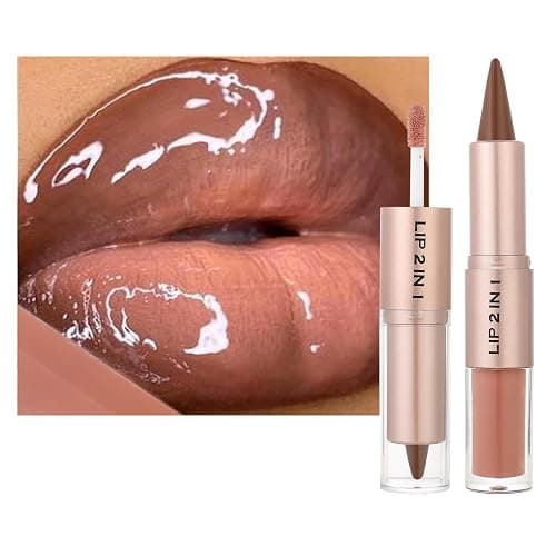 MiaSarah Lip Liner Gloss Lip Combo Sets Kit,Nude Brown Lip Liner and Brown Gloss Set, lip combo sets for black women, High Pigmented Long Lasting Plumping Lip Gloss Lipstick Waterproof Lip Combo 06 - Image 1