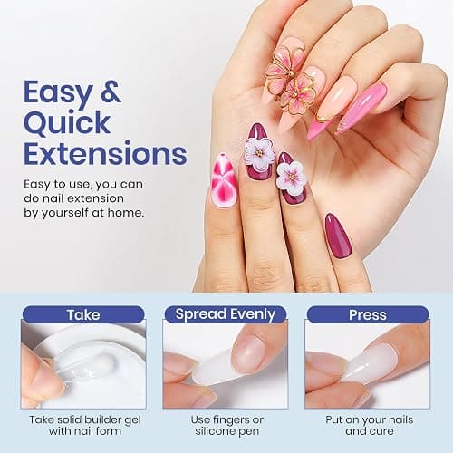 MIZHSE 2 Colors Solid Builder Gel for Nails: Non-sticky Hard 3D Sculpting Gel for Nail Art for Molding Soak Off U V LED Starter Kit DIY Home Salon thumbnail 4