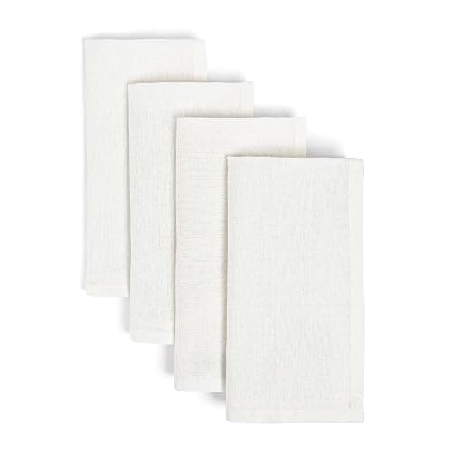 Over&Back Washed 100% Linen Cloth Napkins - Washable Napkins Set for Mixing, Matching, and Creating a Custom Home Decor Tablescape - Ivory - Image 1