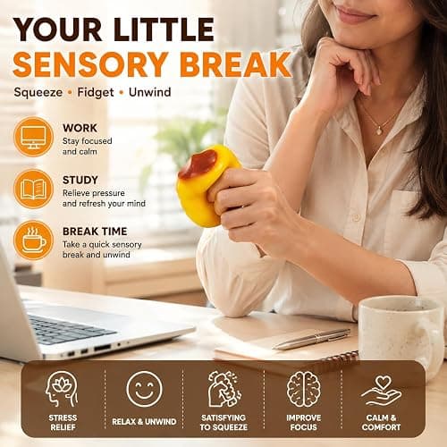 Caramel Pudding Squishy Stress Ball, Bead-Filled Non-Rebound Silicone Squeeze Ball, Pliable ASMR Desk Accessory with Dessert-Inspired Design for Office and Travel thumbnail 7