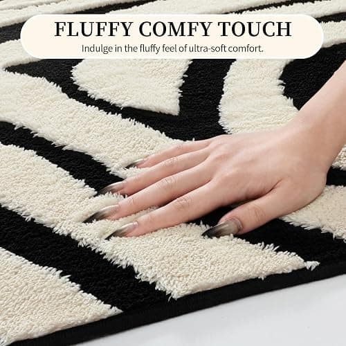 YIHOUSE 2×3 Ft Entryway Rugs: Washable Zebra Striped Small Rug - Modern Black and Cream White Rug for Indoor Entrance Bedroom Bathroom Home Decor - Nonslip Non-Shedding Carpet thumbnail 6