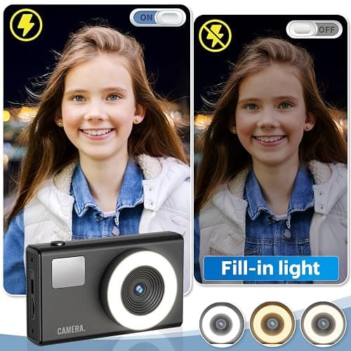 CIMELR Digital Camera,48MP AutoFocus UHD 4K Vlogging Camera 16X Digital Zoom,Anti-Shake Digital Point and Shoot Camera for Starter, Compact Small Camera for Students Teens Boys Girls Black thumbnail 6
