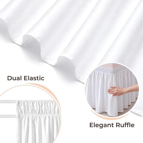 SGI bedding Dorm Bed Skirt Twin XL 28 Inch Drop –No Lift Easy Install Wrap Around, Extra Long Elastic Dust Ruffle, Wrinkle & Fade Resistant Microfiber, Machine Washable, College Dorm Bedskirt White thumbnail 7