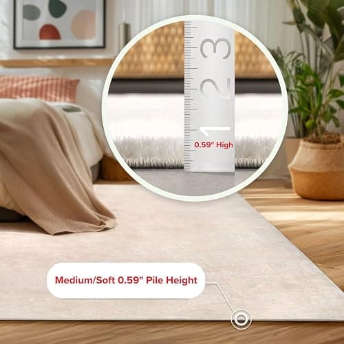 nuLOOM 4' x 6' Cozy Plush Area Rug, Machine Washable, Non-Slip, Soft Fluffy Shag Carpet for Living Room Bedroom Kids Room Nursery Home Decor, Loni White thumbnail 2