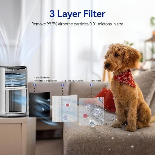 Air Purifiers for Bedroom up to 588 Ft², 20dB Bedroom Air Purifier for Small Room Removes Dust Pets Hair Smoke Odor with Aromatherapy Function(White) - Standard Size - White thumbnail 3