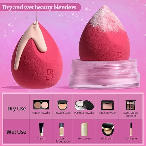 BS-MALL Mini Makeup Sponge Set Professional Triangle Puff 49 Pcs- Pro V3.0 Cloud Technology Material Flawless flow Mini Sponge Set & Triangle Puff With Waterproof Travel Silicone Bag Gift Set thumbnail 3