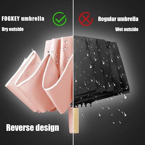 Fogkey Large Windproof Travel Umbrella, Portable Reverse Folding Car Umbrella, Compact Inverted Design with Waterproof Canopy, Automatic, 10 Durable Ribs, 45.6/13 Inch, Fits Backpack thumbnail 5