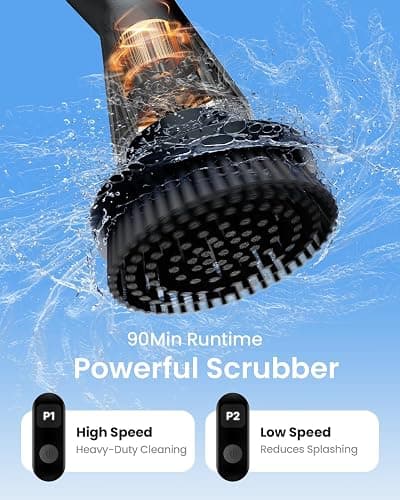 Leebein Electric Spin Scrubber, 2025 New Cordless Cleaning Brush Bathroom Scrubber, IPX7 Waterproof Shower Scrubber with 7 Brush Heads, Extendable Long Handle and 2 Speeds Scrubber for Bathtub Floor thumbnail 2