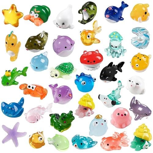DIYDEC 36pcs Mini Ocean Resin Animals Tiny Sea Animals Figurines Marine Miniature Plastic Animals Aquarium Ornaments Decorations for DIY Fish Tank Potted Micro Fairy Garden Dollhouse thumbnail 3