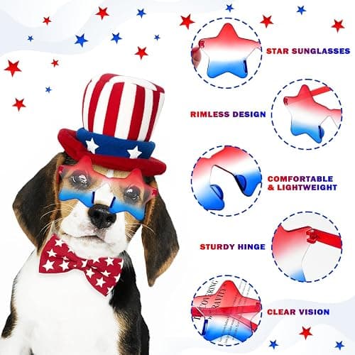Leetous Fourth of July USA Patriotic Star Sunglasses 6 PCS, 4th of July Rimless Glasses Accessories, Red White Blue Party Favor Supplies Gift Decorations Stuff Photo Props for Costume Beach Pool thumbnail 4