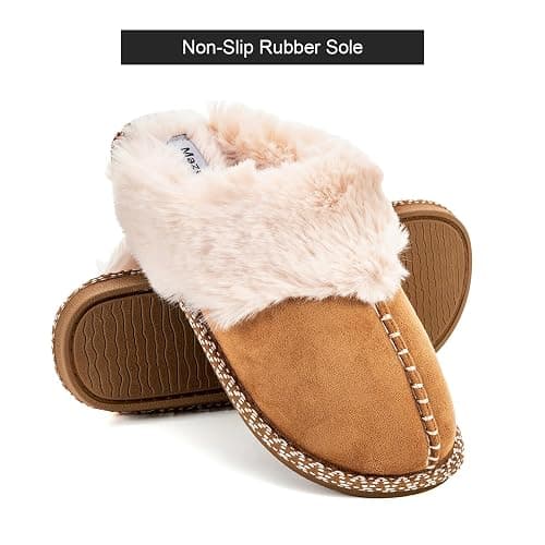 mazeskin Women's Fluffy Memory Foam Slippers, Cozy Winter Furry House Shoes with Fuzzy Warm Lining and Non-Slip Rubber Sole Indoor Outdoor thumbnail 3