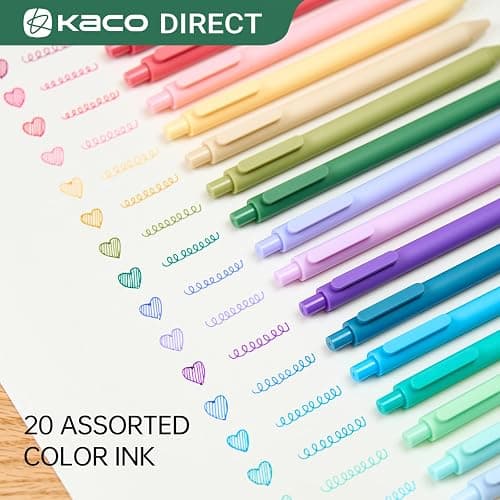 Kaco PURE Gel Pens 20 Assorted Color Ink 0.7mm, Medium Point, Aesthetic Cute Stationery Pens for Journaling Pens thumbnail 3