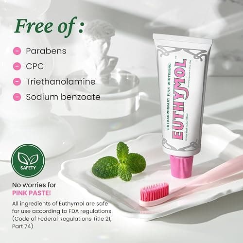 EUTHYMOL Whitening Toothpaste (3.7fl oz) - Stain Removal in 2 Weeks, Long-Lasting Freshness for Sensitive Gum & Teeth. Bad Breath, Cavity Prevention. Recyclable Aluminum Tube thumbnail 7