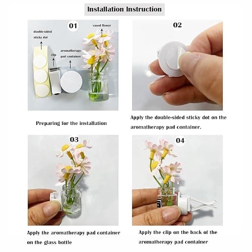 Set of 4 Cute Flower Bouquet Car Air Freshener Vent Clips, Mini Artificial Flowers for Car Air Vent Decoration, Auto Interior Dashboard Ornament Accessories thumbnail 2