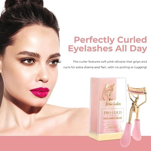 Icona Lashes Eyelash Curler - 24K Gold-Plated Stainless Steel Precision Eye Lash Curler for Lush, Luxurious Lashes - Silicone Eyelash Curler Pads, Ergonomic Cushioned Handles - with Replacement Pads thumbnail 2