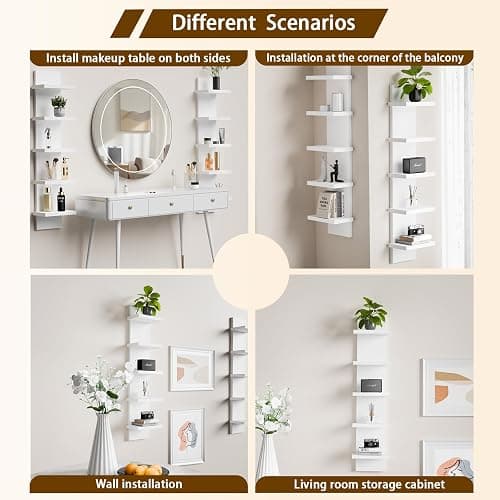 GHYKL 5 Tier Wall Shelf Unit, White Versatile Lack Wall Shelf, Display Floating Shelves for Bedroom Bathroom Home Decor Organizer thumbnail 7