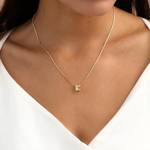 Lisitine Bubble Initial Necklaces Dainty Letter Necklace Cute Name Choker Necklaces for Women Trendy Personalized Pendant Jewelry Gift for Women thumbnail 2