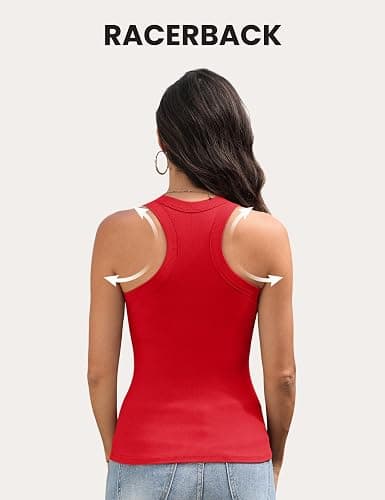 BVNSOZ 3 Pack Womens Tank Tops with Built in Bra Ribbed Racerback Tops | Light Support, Sleeveless Workout Shirt, Slim Fit, Double Layer, Scoop Neck, Summer Basic Cami, Stretch Material, Casual thumbnail 6