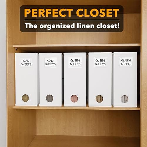 SpaceAid 5 Pack Bed Sheet Organizers and Storage, Foldable Sheet Organizer for Linen Closet, Sheets Set Folder Keeper with Window XL (Queen & King Size) Organizing Bedding Container, White - 5 Pack - White, 5 Pack thumbnail 5