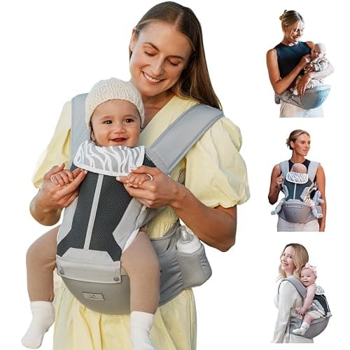 MOMTORY Safety-Certified 6-in-1 Baby Carrier Newborn to Toddler, Grey | Plus Size Friendly, 6 Carry Positions, Ergonomic Hip Support, Cozy and Breathable, Baby Carrier with Hipseat for 7-50lbs - Image 1