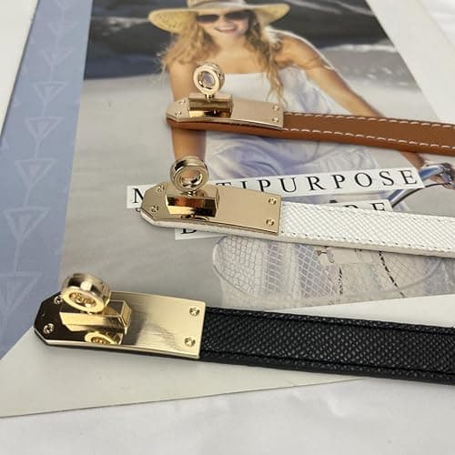 FENLDY Adjustable Thin Belts For Womens Skinny Belts For Dresses Womens Solid Color Alloy Turn Lock Belts For Jeans thumbnail 5