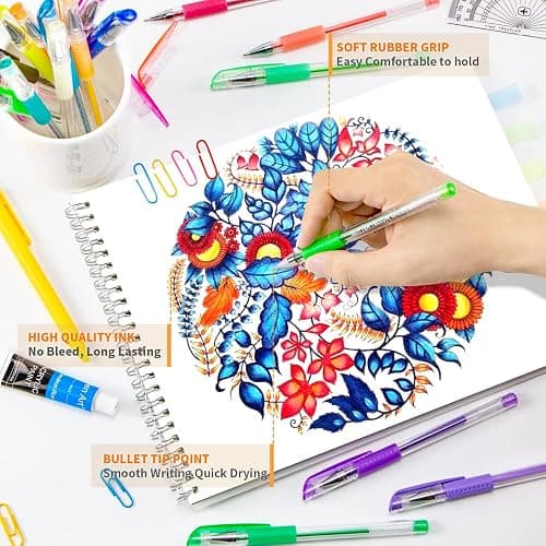 Aen Art Gel Pens for Adult Coloring Books, 30 Colors Fine Point Gel Marker Pen with 40% More Ink for Drawing, Bullet Journaling, School Craft Supplies thumbnail 3
