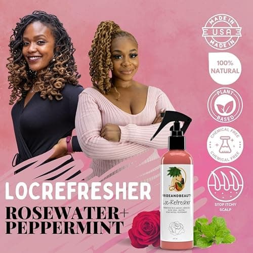 Rose Water For Locs, Daily Moisturizing Refreshing Spray, Rose Water For Hair, Rosewater and Peppermint Hair Scalp Moisturizer. (8 OUNCES) thumbnail 3