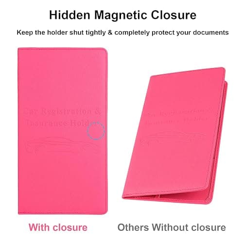 Cacturism Car Registration and Insurance Holder, Car Accessories Vehicle Glove Box Car Organizer Women Car Accessories with Magnetic Shut for Cards, Essential Document, Driver License, Hot Pink thumbnail 4