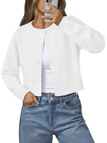 LILLUSORY Womens Lightweight Cardigan Cropped Knit Fall Cute Sweaters 2026 | Office to Brunch,Travel Essential,Drop Shoulder,Button Front,Versatile Chic,Winter Warm Coat - Image 1