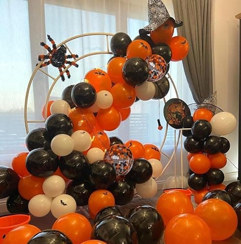 Halloween Balloons Black Orange Balloons Set, 50Pcs 12inch Black White Orange Confetti Latex Balloon Halloween Balloon for Celebration Party Bar Anniversary Graduation Decoration thumbnail 6