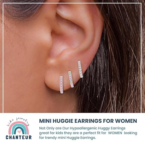 Hypoallergenic Huggie Earrings for Girls & Women - Small Hoop Design, Perfect for Teens & Kids thumbnail 4