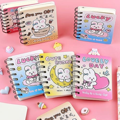 Rztxntp 4 Pack Kawaii Rabbit A7 Spiral Notebooks - Cute Cartoon Mini Memo Pads, 80 Sheets/160 Pages Blank Pages for Kids, Study Notes, Drawing & Writing, Perfect as Party Favors, Gifts & Rewards (A) thumbnail 6