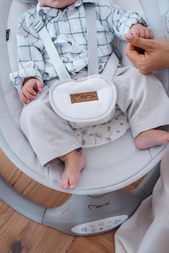 MoMi KENANI Transat balancelle jusqu’à 9 kg, pliable, télécommande et Bluetooth pour smartphone, alimentation piles et secteur, harnais de sécurité 5 points, pare-soleil, moustiquaire thumbnail 15