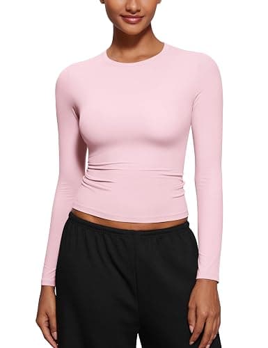 CRZ YOGA Softembrace Long Sleeve Shirts for Women Soft Crew Neck Fall Basic Tight Tops Fitted Casual Going Out T-Shirts - Image 1