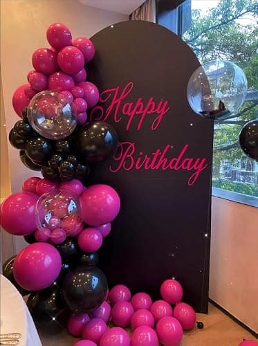 BAUANOOY 100pcs Hot Pink Balloons 12 inch, Bright Pink Latex Balloons with Pink Ribbon for Birthday Wedding Engagement Bridal Bachelorette Tropical Party Decorations thumbnail 5
