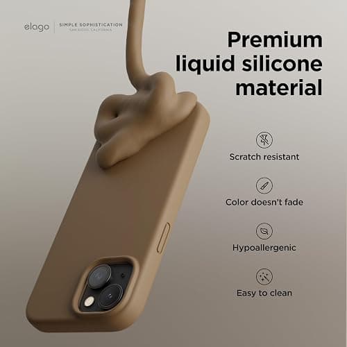 elago Compatible with iPhone 15 Case, Liquid Silicone Case, Full Body Protective Cover, Shockproof, Slim Design, Anti-Scratch Soft Microfiber Lining, 6.1 inch (Brown) thumbnail 3