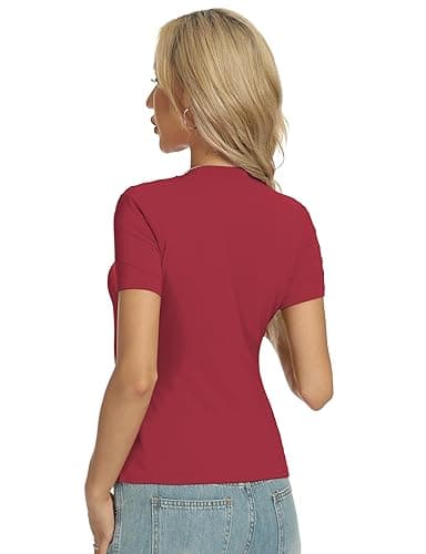 YOGINGO Womens Basic Short Sleeve Crew Neck T Shirt Slim Fit Tees Summer 2025 Y2k Going Out Fitted Top Cute Tight Shirts thumbnail 5