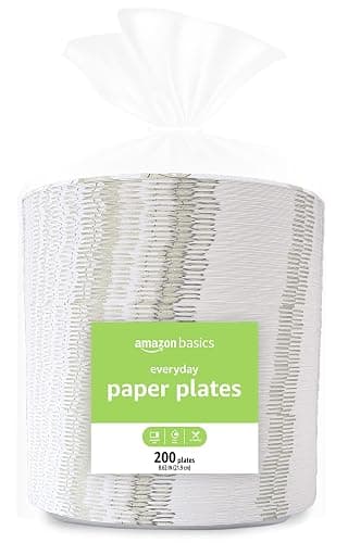Amazon Basics Everyday Paper Plates, 8.62 Inch, Disposable, 200 Count - Image 1