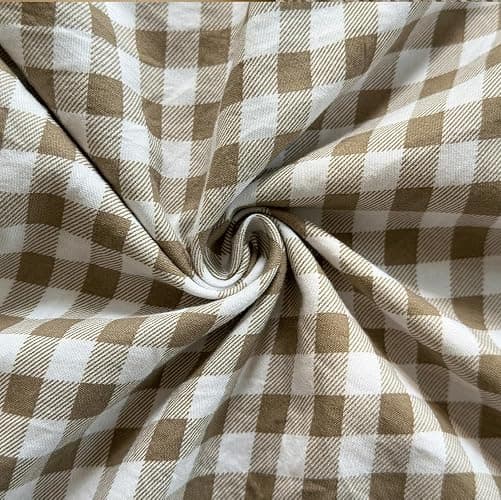 NSNLGSGC Tan Ruffled Plaid Gingham Standard Size Pillow Shams 20"x26", Set of 2 Taupe Checked Pre-Washed Microfiber Farmhouse Pillowcases for Bed/Sofa (20"x26", Tan Gingham) thumbnail 6