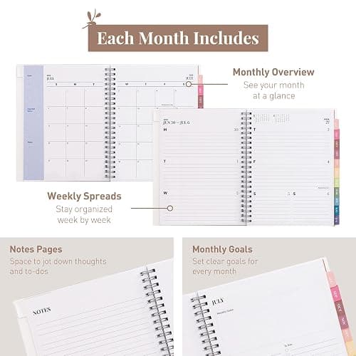 Rileys Academic Planner 2025-2026, Daily, Weekly & Monthly Planner, July 2025 - June 2026, Student Notes Pages, Twin-Wire Binding, Weekly Agenda for School & Work (20 x 15 cm, Blue) thumbnail 4
