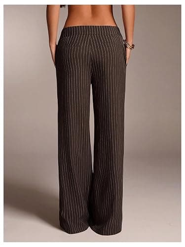 GORGLITTER Women's Low Rise Dress Pants Business Casual Trousers Slacks | Dress Pants Women, Wide Leg Bottom, Low Rise Slacks, Womens Pants Dressy Casual thumbnail 2