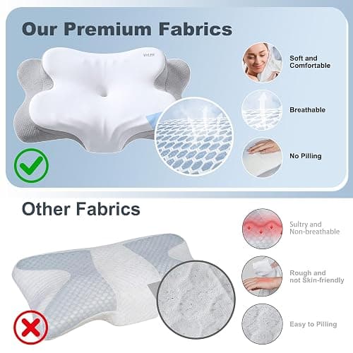 VYLEE Memory Foam Pillow, Neck Pillow, Ergonomic Pillow,Cervical Pillow | Adjustable Ergonomic Orthopedic Pillow for Pain Relief, Contour Neck Support Pillow for Side Back Stomach Sleepers, Grey thumbnail 6