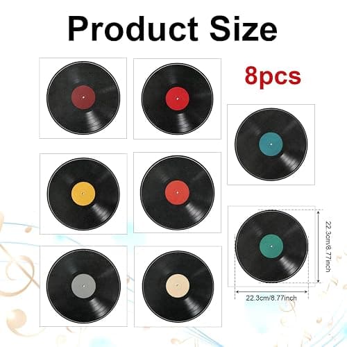 PEUTIER 8pcs Blank Vinyl Record Wall Decor, 8.7 inch Album Cover Posters Wall Art Decorative Fake Vinyl Record Vintage Aesthetic 70s 80s 90s Room Decor for Home Bedroom Wall Music Party Decoration thumbnail 2