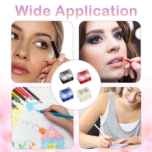 Makeup Pencil Sharpener, 4 Pack Dual Hole Cosmetic Pencil Sharpener for Lip Liner Eyeliner and Brow Pencils, Cosmetic Manual Tools for Women and Makeup Artists,Stainless Steel Blades and Plastic Cover thumbnail 7