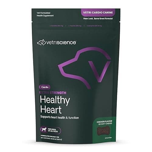 VetriScience Extra Strength Healthy Heart Chews, Vetri Cardio Supplement for Dogs, Heart Support Supplement with Taurine, Carnitine, CoQ10, Hawthorn and Berberine, Chicken, 60 Count - Image 1
