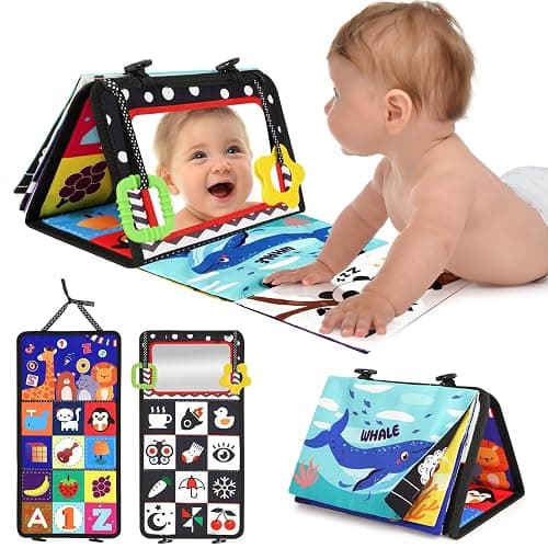 URMYWO Tummy Time Toys - Black and White Baby Toys - Baby Mirror - High Contrast Baby Toys for Newborn Brain Development - Infant Sensory Toy 0-3-6-12 Months - Visual Stimulation Montessori Toy Gift - Image 1